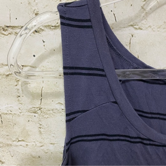 Jessica Simpson Blue Black Striped Ruched Cold Shoulder Top - Picture 2 of 7